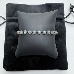 Labradorite Faceted Beaded Knotted Adjustable Bracelet